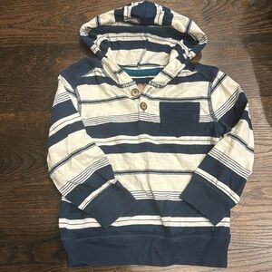Size 2T Boy GENUINE KIDS OSHKOSH Stripped long sleeve hooded shirt